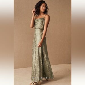 JENNY YOO DAHLIA COWL NECK DRESS - Sage - Size 4